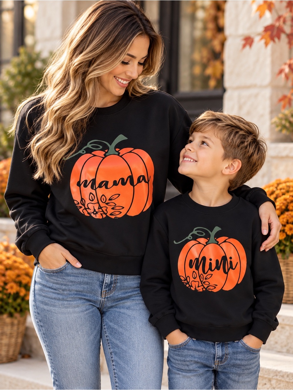 Mama & Mini Matching Pumpkin Sweatshirt Set | Mommy & Me Fall Halloween